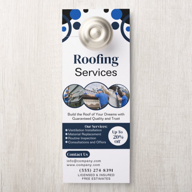 Roofing Company | Custom Logo Services Türanhänger (Auf Knauf)