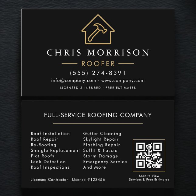 Roofing Roofer Contractor QR Code Visitenkarte (Von Creator hochgeladen)
