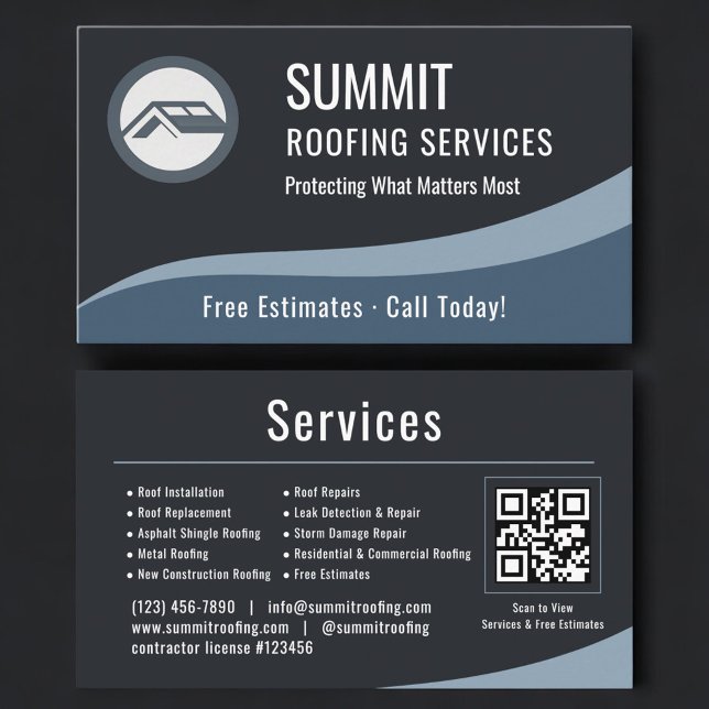 Roofing Roofer QR Code Professional  Visitenkarte (Von Creator hochgeladen)