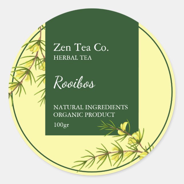Rooibos-Kräutertee-Geschäftsetikett Runder Aufkleber (Vorderseite)