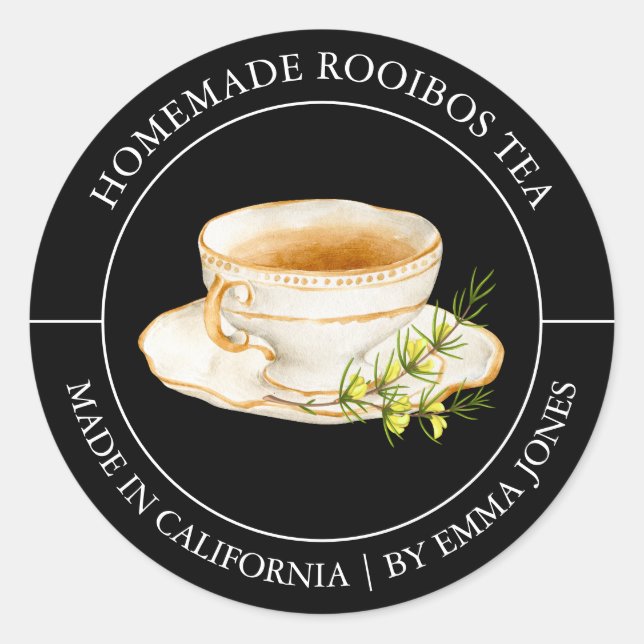 Rooibos Tea Modernes Label Runder Aufkleber (Vorderseite)
