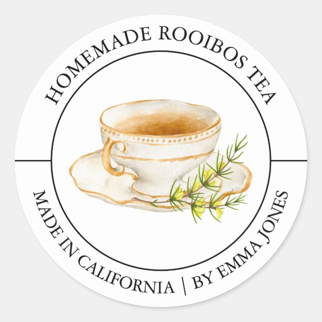 Rooibos Tea Modernes Label Runder Aufkleber (Vorderseite)