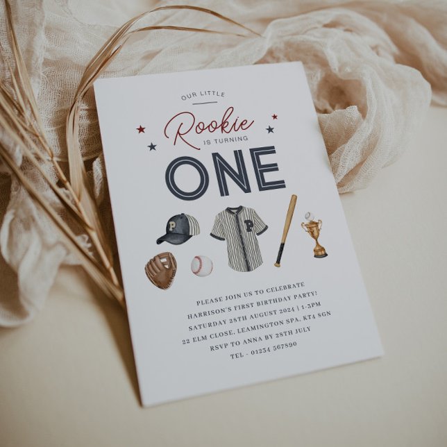 Rookie 1. Geburtstag - eine Einladung (Rookie 1st Birthday - One Invitation)