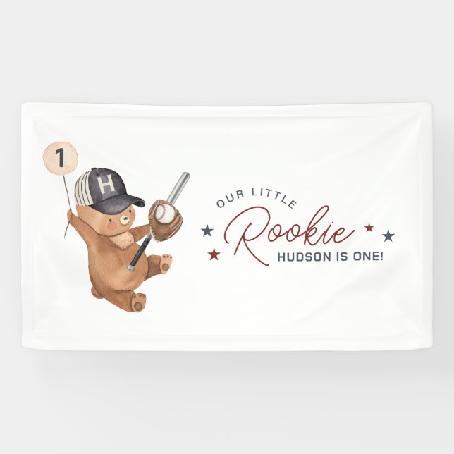 Rookie 1. Geburtstagsbär Banner (Horizontal)