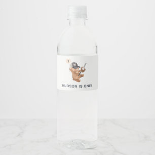 Rookie 1. Geburtstagsbär Wasserflaschenetikett