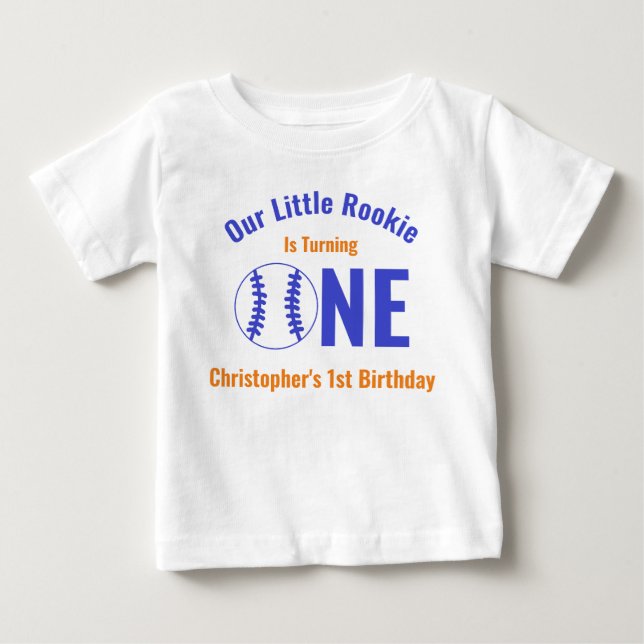 Rookie Baseball 1. Geburtstag Baby T-shirt (Vorderseite)
