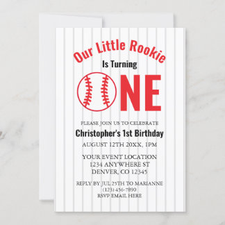 Rookie Baseball 1. Geburtstag Einladung
