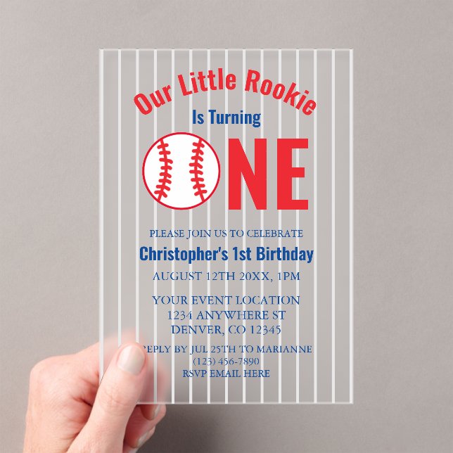 Rookie Baseball Einladung zum 1. Geburtstag (Insitu (Handheld))