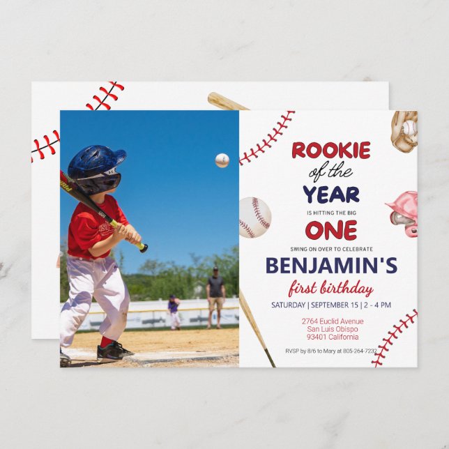 Rookie-Baseball-Foto Einladung (Vorne/Hinten)