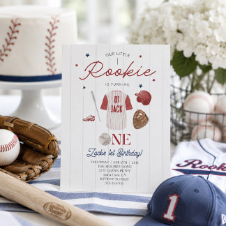 Rookie Baseball Individuelle Name Boys 1. Geburtst Einladung