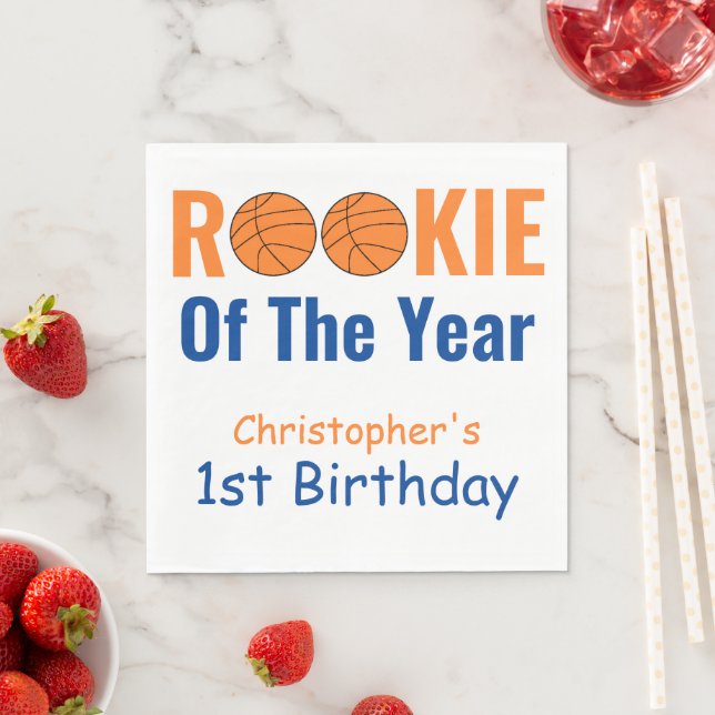 Rookie Basketball 1. Geburtstag Napkins Serviette (Beispiel)