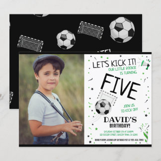 Rookie, das Black Soccer Foto zum Geburtstag Einladung