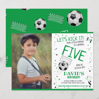 Rookie, das grüne Foto des Fußballs zum Geburtstag Einladung