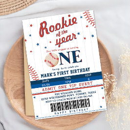 Rookie des 1. Geburtstags Baseball-Ticket Einladung