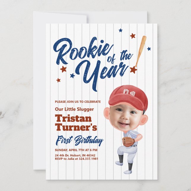 Rookie des 1. Geburtstags Einladung Foto (Vorderseite)