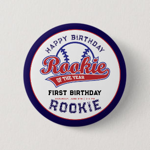 Rookie des 1. Geburtstagsbaseballs Button