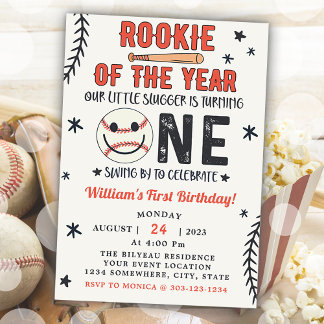Rookie des ersten Geburtstags Baseball-Party Einladung