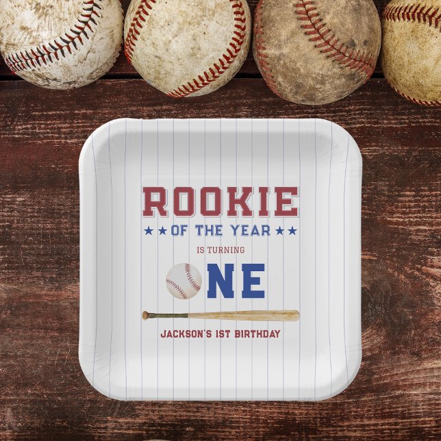 Rookie des Jahres 1. Geburtstag Baseball Pappteller (Rookie of the Year Baseball Paper Plates)