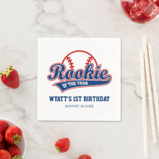 Rookie des Jahres 1. Geburtstag Baseball Serviette