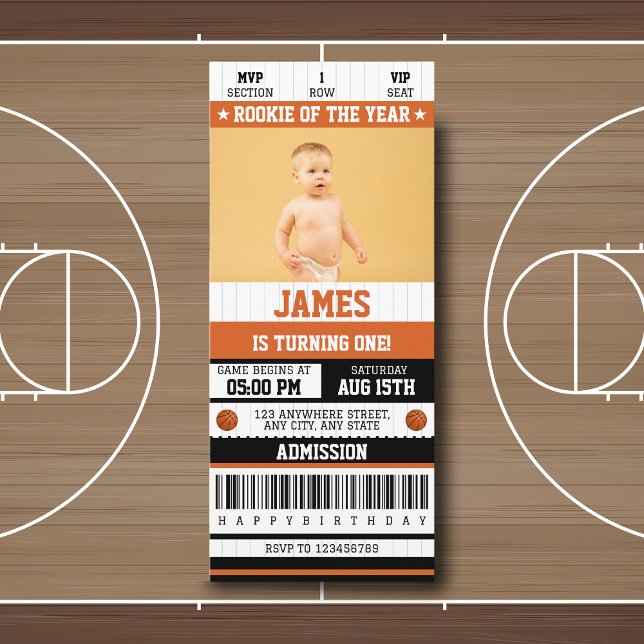 Rookie des Jahres 1. Geburtstag Basketball Ticket Einladung (Von Creator hochgeladen)