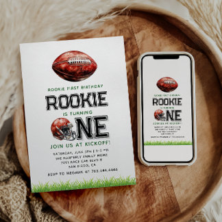 Rookie des Jahres 1. Geburtstag Fußball Boy's Einladung
