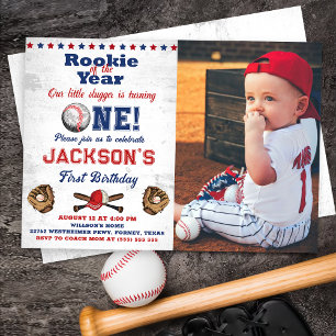 Rookie des Jahres Baseball 1. Geburtstag Batter Up Einladung