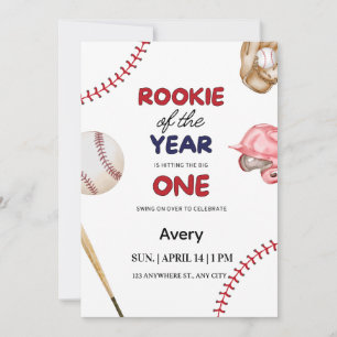 Rookie des Jahres Baseball 1. Geburtstag  Einladung