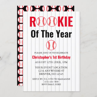 Rookie des Jahres Baseball 1. Geburtstag Einladung