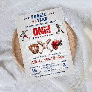 Rookie des Jahres Baseball 1. Geburtstag Einladung