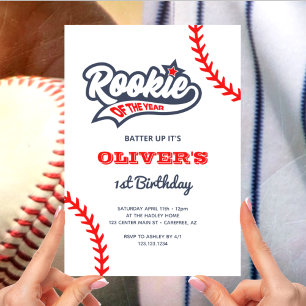 Rookie des Jahres Baseball 1. Geburtstag Einladung