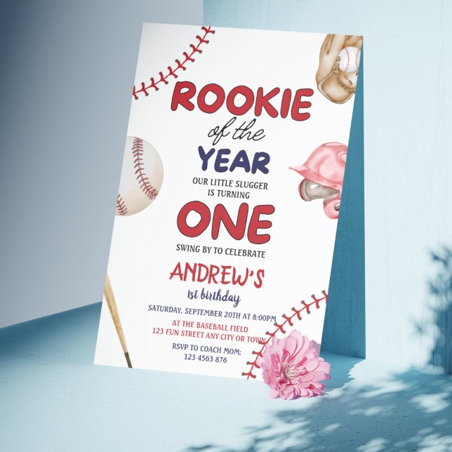 Rookie des Jahres Baseball 1. Geburtstag Einladung (Rookie of the Year 1st Birthday Baseball Invitation)