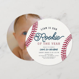 Rookie des Jahres Baseball 1. Geburtstag Foto Einladung