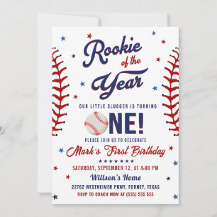 Rookie des Jahres Baseball 1. Geburtstag Foto Einladung