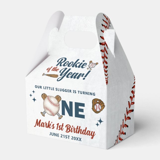 Rookie des Jahres Baseball 1. Geburtstag Party Geschenkschachtel (Vorderseite)