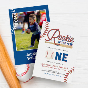 Rookie des Jahres Baseball 1. Geburtstag Party Inv Einladung
