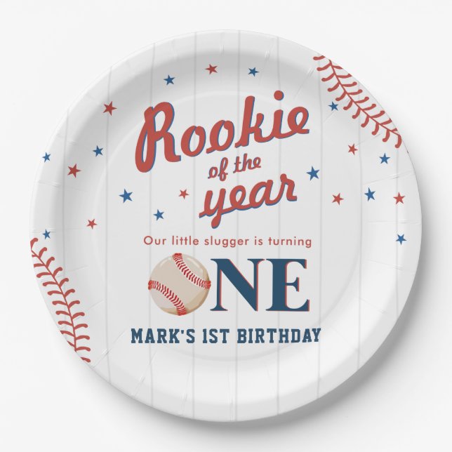 Rookie des Jahres Baseball 1. Geburtstag Party Pappteller (Vorderseite)