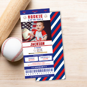 Rookie des Jahres Baseball 1. Geburtstagskarte Einladung