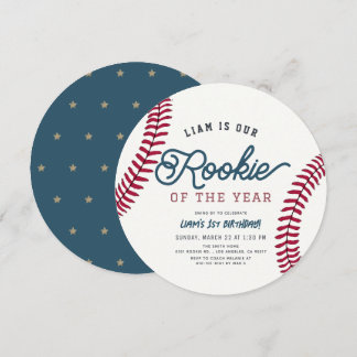Rookie des Jahres Baseball 1. Geburtstagskreis Einladung