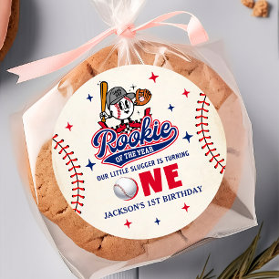 Rookie des Jahres Baseball 1. Geburtstagsticker Runder Aufkleber