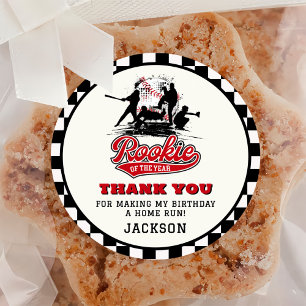 Rookie des Jahres Baseball Custom Geburtstagsparte Runder Aufkleber