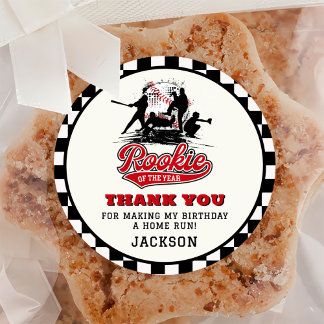 Rookie des Jahres Baseball Custom Geburtstagsparte Runder Aufkleber