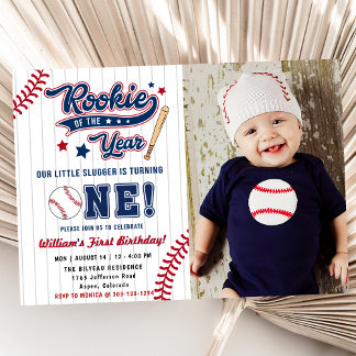 Rookie des Jahres Baseball Erster Geburtstag Einladung
