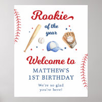 Rookie des Jahres Baseball Erster Geburtstag Willk