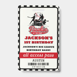 Rookie des Jahres Baseball Geburtstagsparty Ausweis