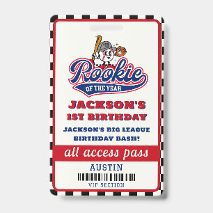 Rookie des Jahres Baseball Geburtstagsparty Ausweis