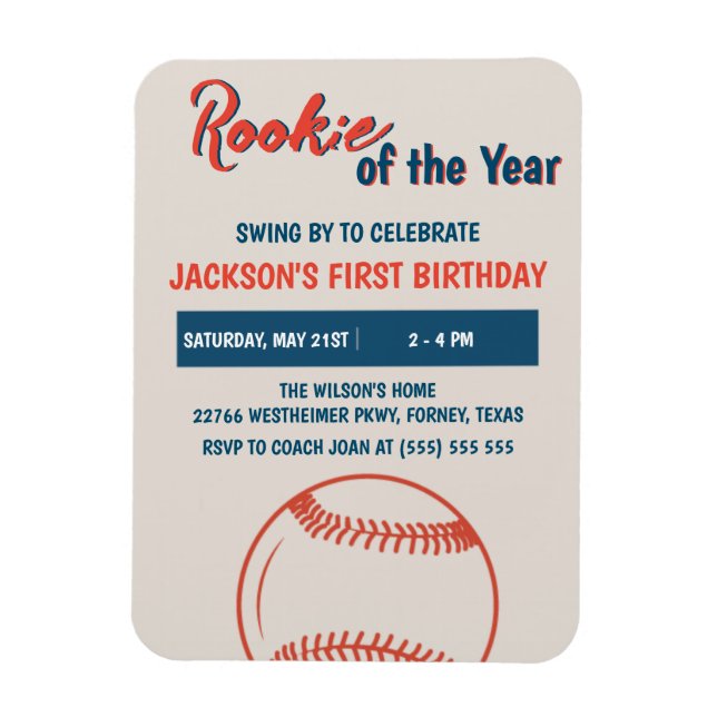 Rookie des Jahres Baseball Geburtstagsparty Magnet (Vertikal)