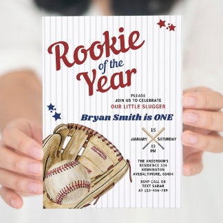 Rookie des Jahres Baseball Junge ersten Geburtstag Einladung