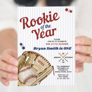 Rookie des Jahres Baseball Junge Erster Geburtstag Einladung