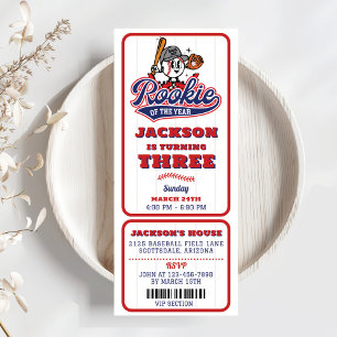 Rookie des Jahres Baseball Ticket 3. Geburtstag Einladung