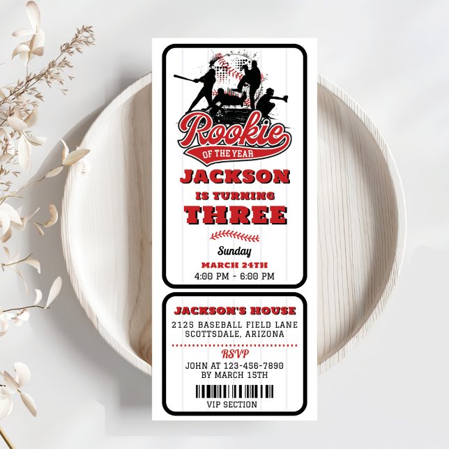 Rookie des Jahres Baseball Ticket 3. Geburtstag Einladung (Von Creator hochgeladen)